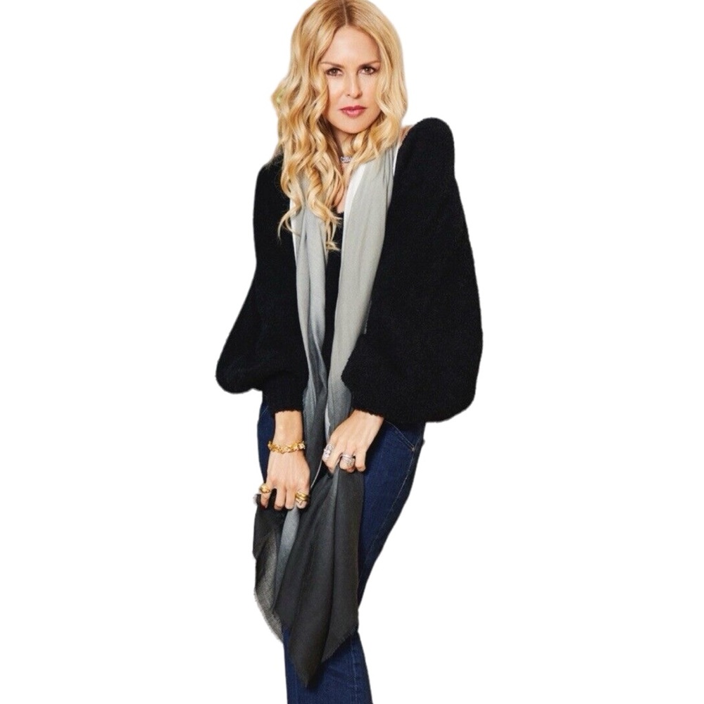 New Carly Cushnie Ombre Scarf Gray to White Ombre Fall Skiing Shawl Luxury Cozy - Picture 2 of 7